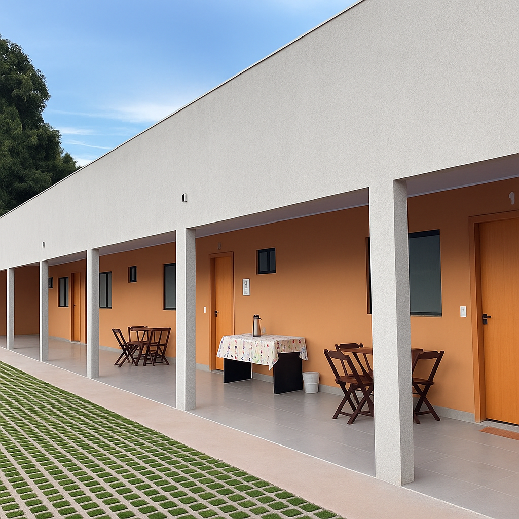 Hotel Cristalino - Fachada moderna do hotel localizado no centro da cidade